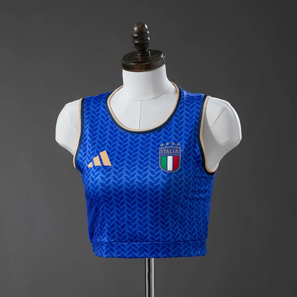 Camisa Feminina da Italia Cropped 2026 Modelo Torcedora