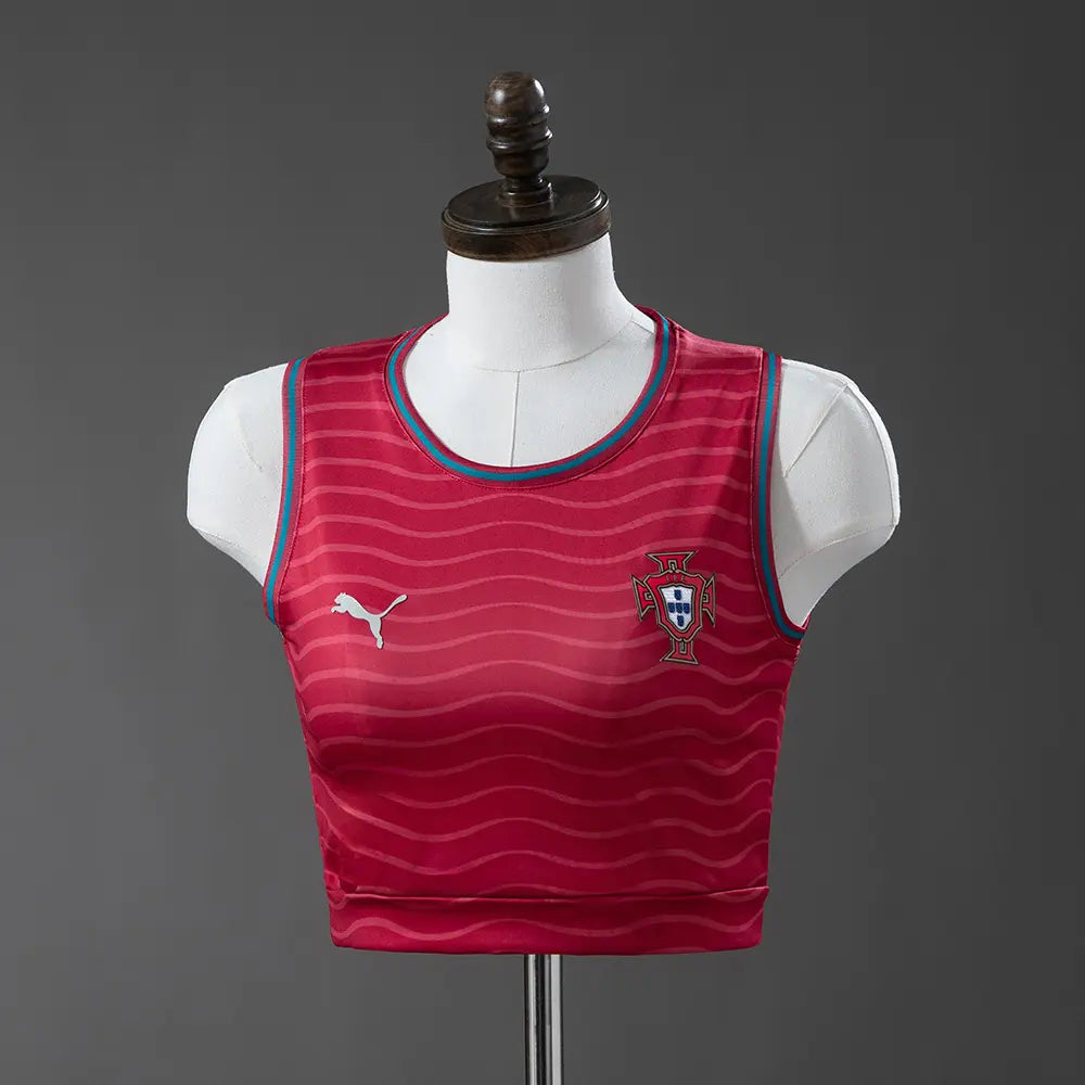 Camisa Feminina do  Portugal Cropped Home Copa 2026 Modelo Torcedor