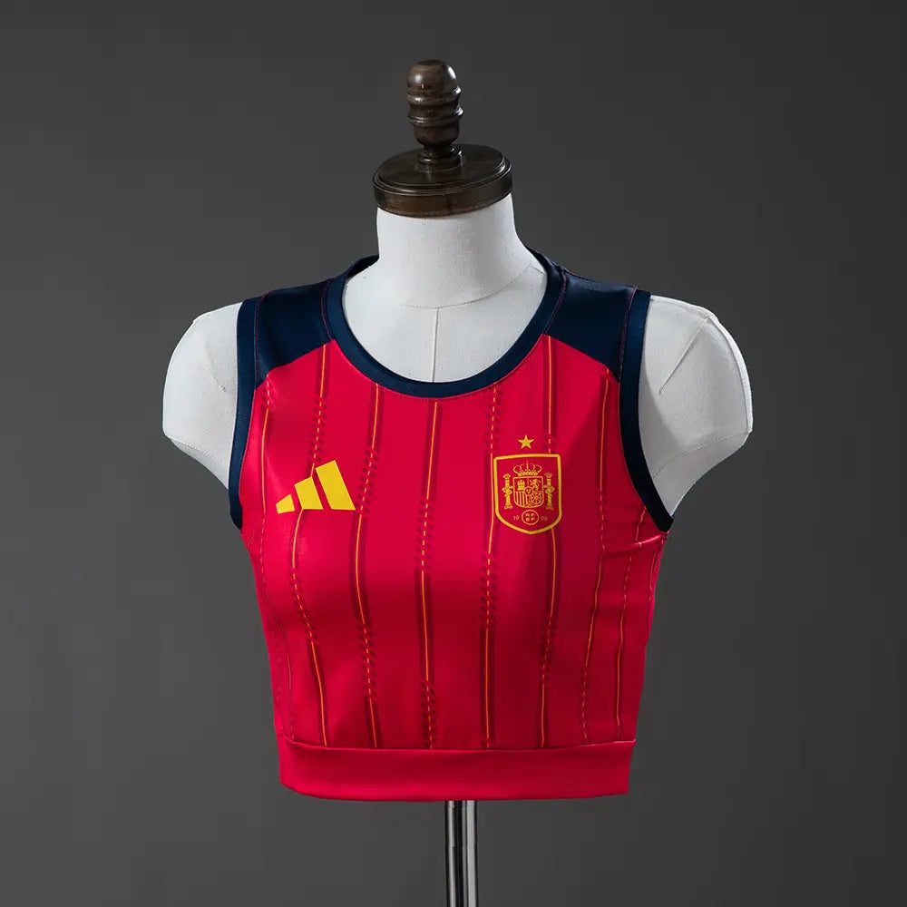 Camisa Feminina da Espanha Cropped 2026 Modelo Torcedora