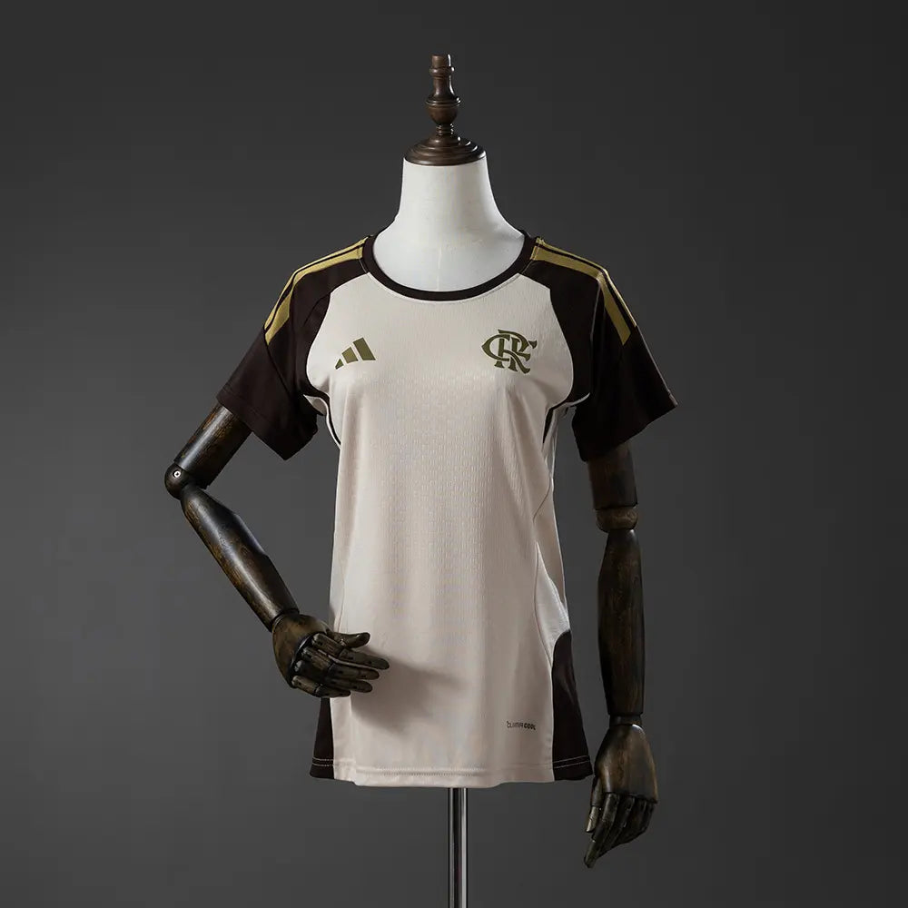 Camisa de Treino Feminina do Flamengo Bege 2026/27 Modelo Torcedor
