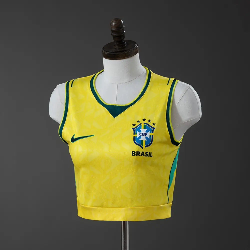 Camisa do Brasil Feminina Cropped Regata Copa 2026