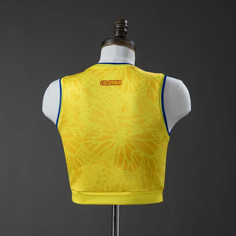 Camisa Feminina da Colombia Cropped Copa 2026 Modelo Torcedora